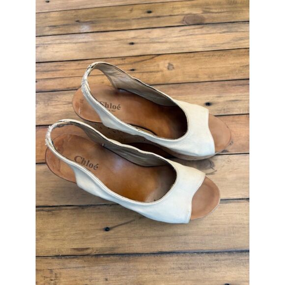 Authentic Chloe Peep Toe Wedges, sz. 39 Made in Italy Leather - Picture 2 of 8